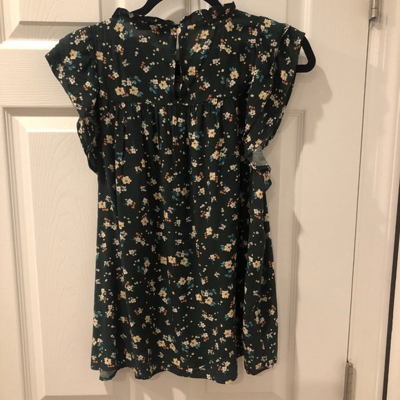 Old Navy Green Floral Peasant Blouse Size Large - Picture 4 of 7